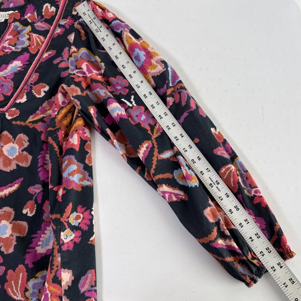 Molly Bracken Floral Blouse Size M V Neck Embroidery Long Sleeve Top Boho - Picture 7 of 13